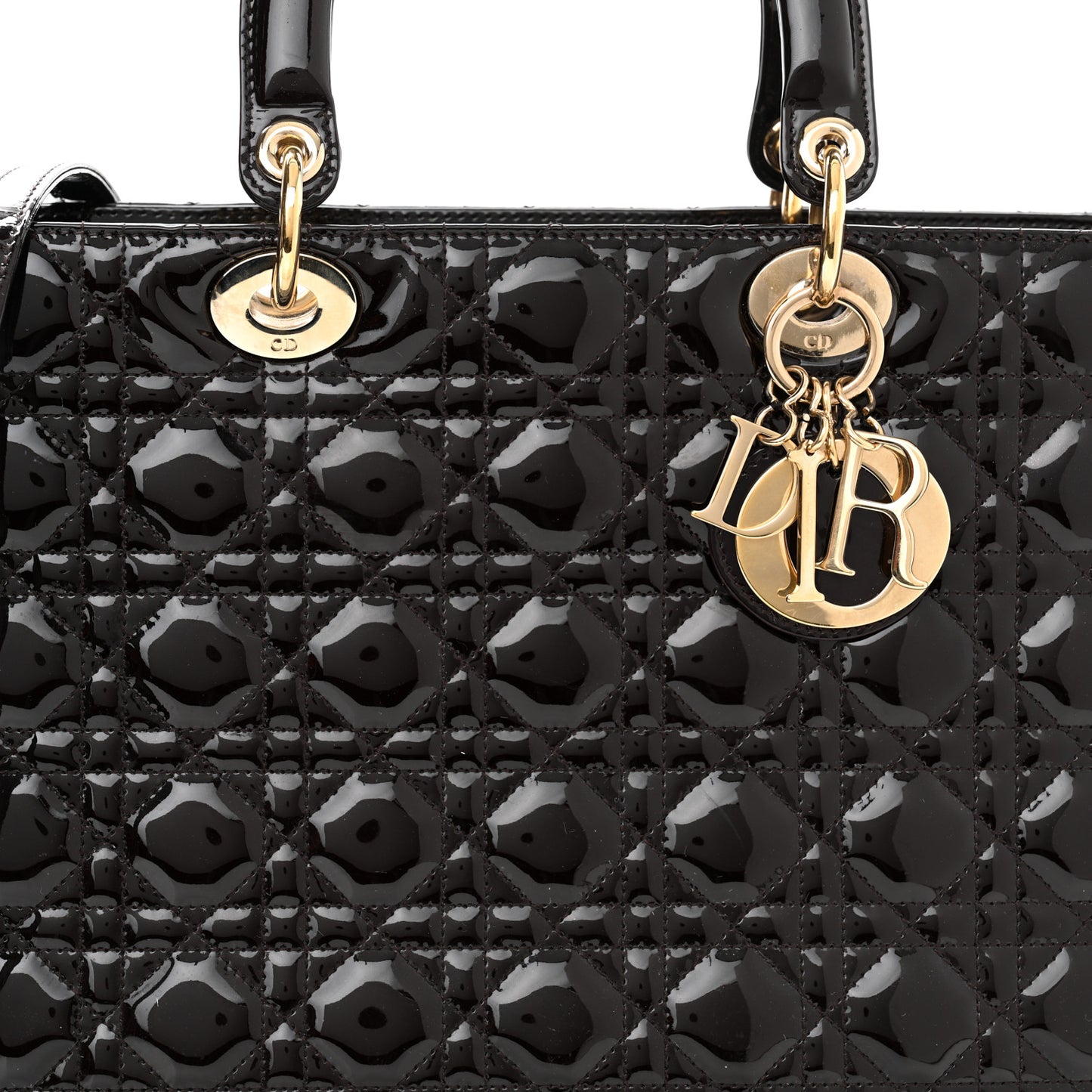 Patent Cannage Large Lady Dior Burgundy