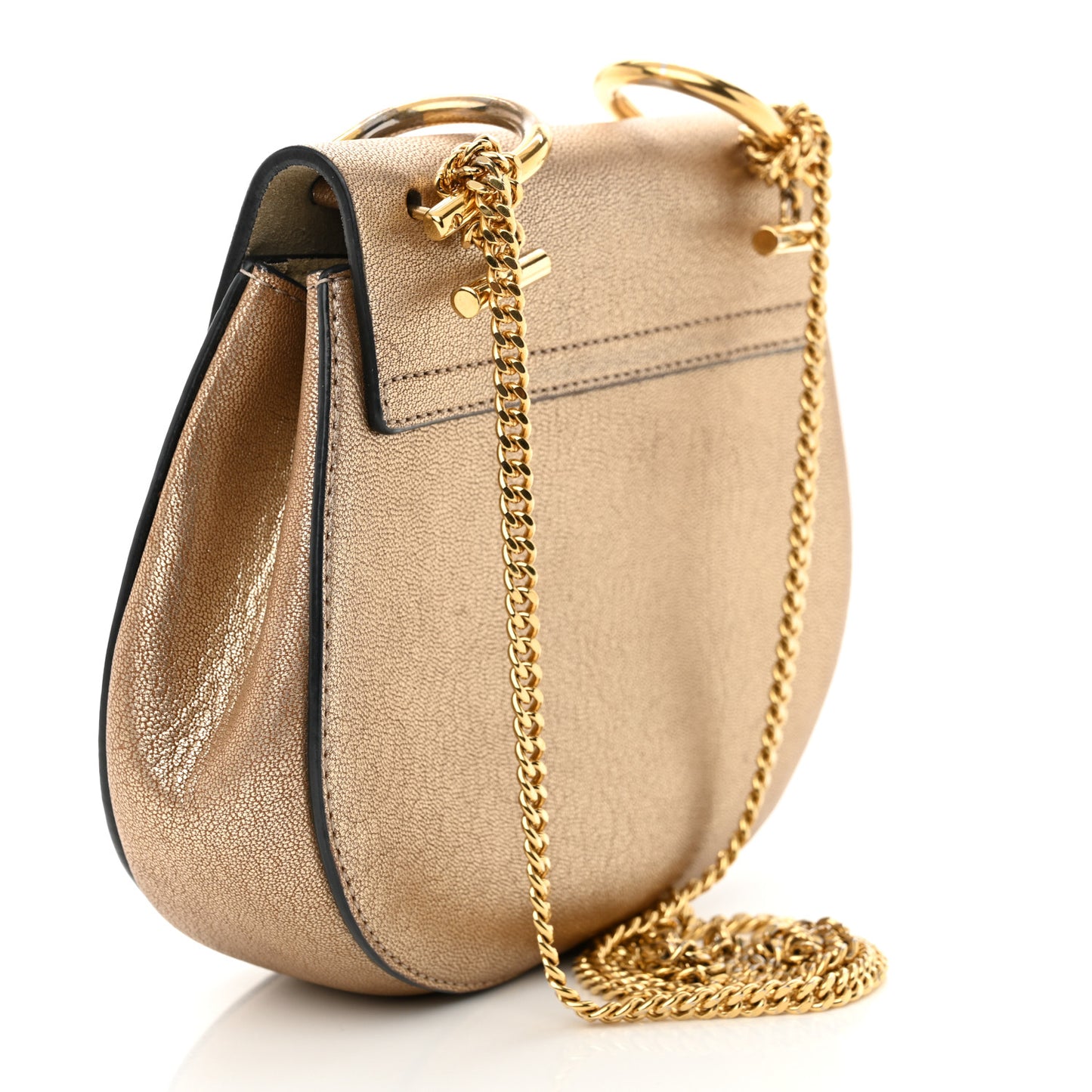 Metallic Goatskin Mini Drew Shoulder Bag Pale Gold