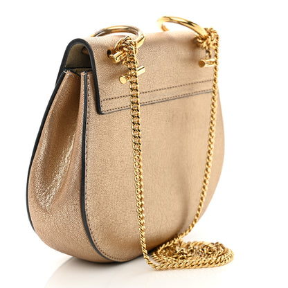 Chloe Metallic Goatskin Mini Drew Shoulder Bag Pale Gold 3 of 12
