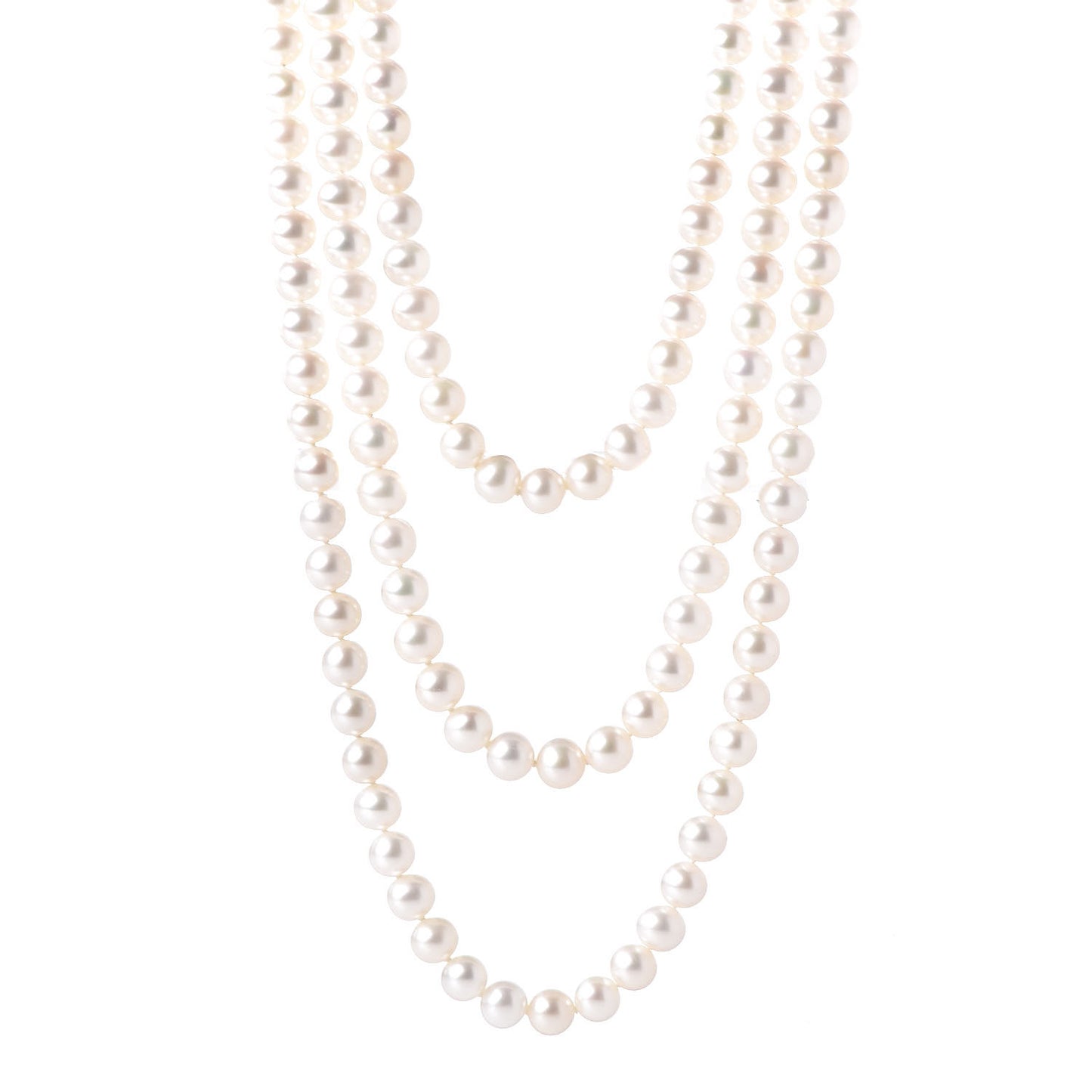 Sterling Silver Pearl 7.5-8mm Ziegfeld Strand Necklace 96"
