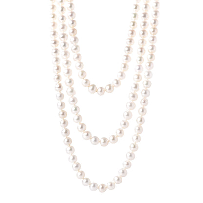 Tiffany Sterling Silver Pearl 7.5-8mm Ziegfeld Strand Necklace 96" 1 of 5