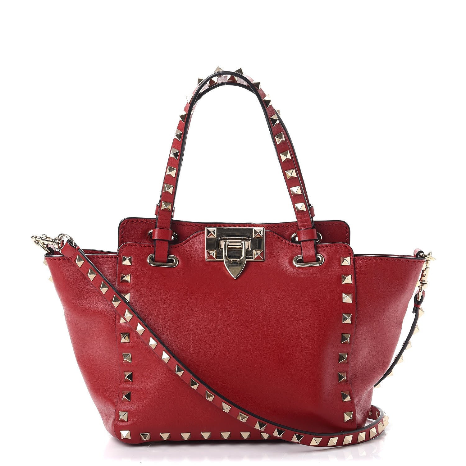 Valentino Garavani Vitello Mini Rockstud Tote Red 1 of 8