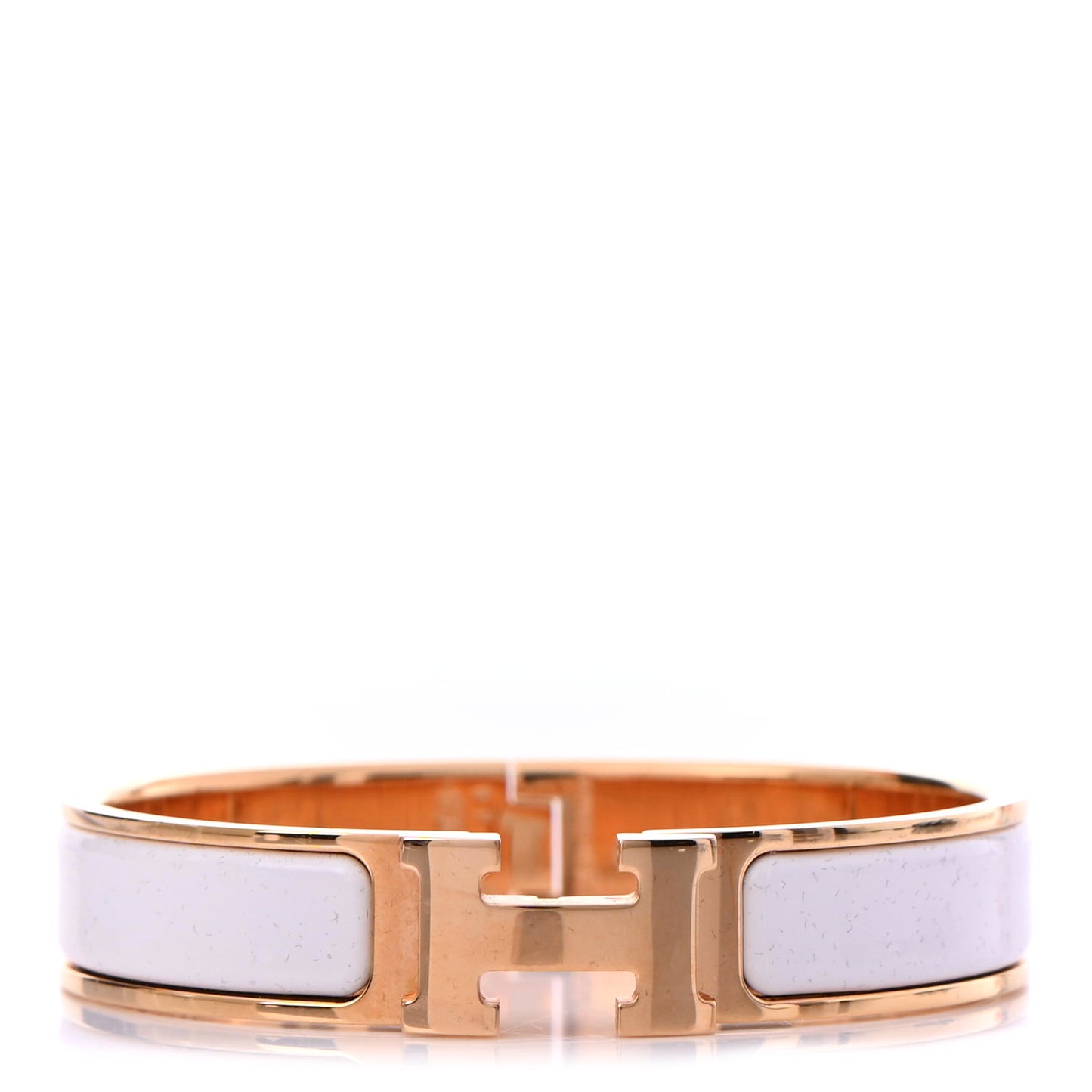 Enamel Narrow Clic Clac H Bracelet PM White