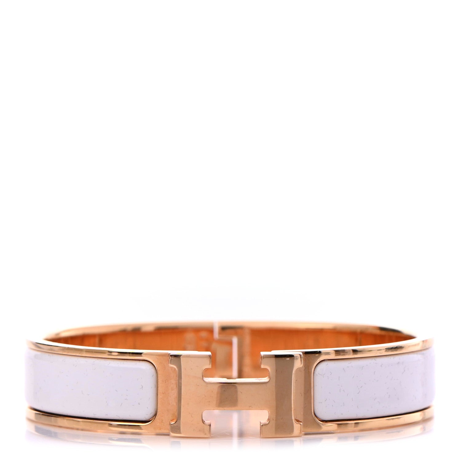 Hermes Enamel Narrow Clic Clac H Bracelet PM White 1 of 3