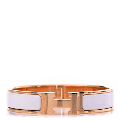 Hermes Enamel Narrow Clic Clac H Bracelet PM White 1 of 3