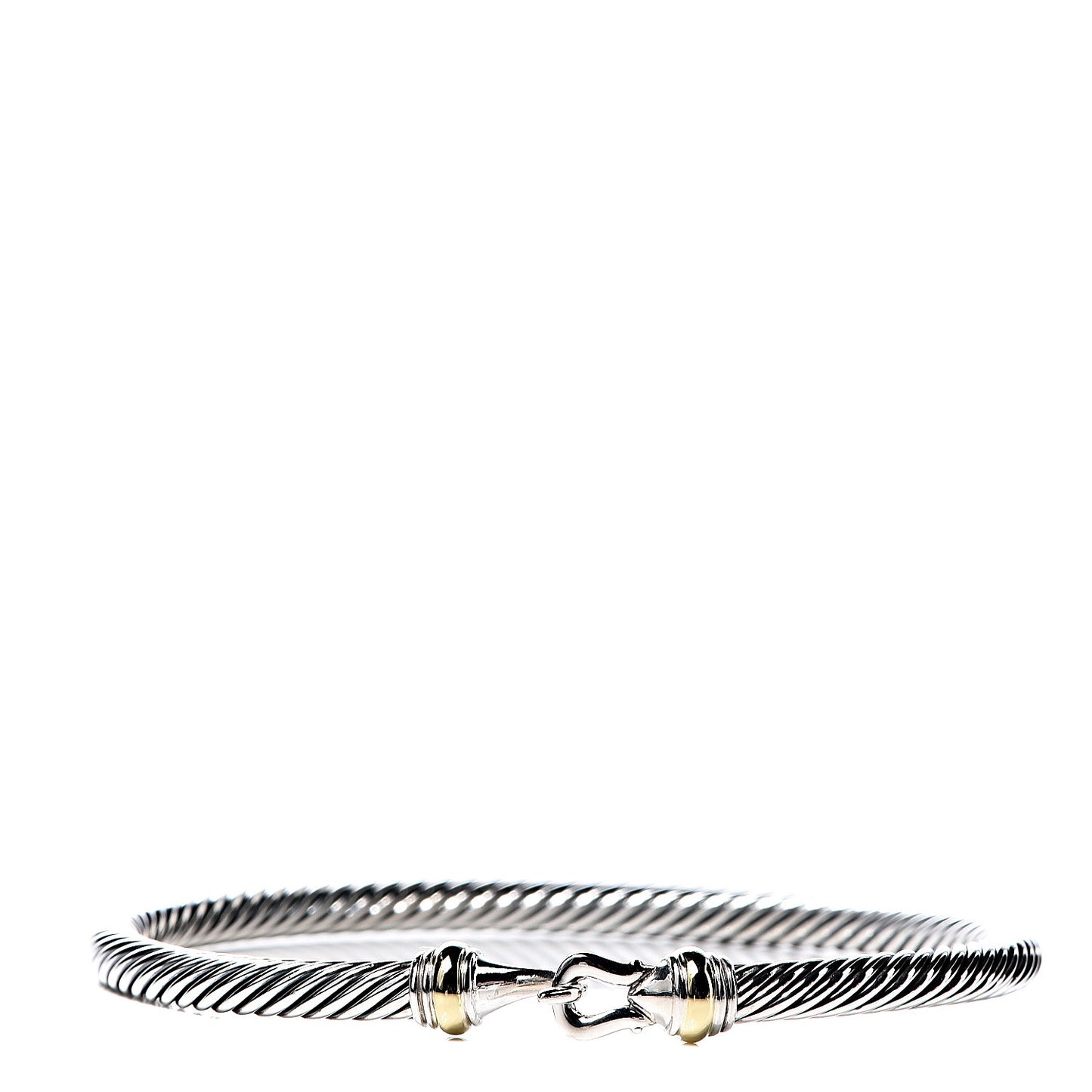 Sterling Silver 18K Yellow Gold 4mm Cable Buckle Bracelet
