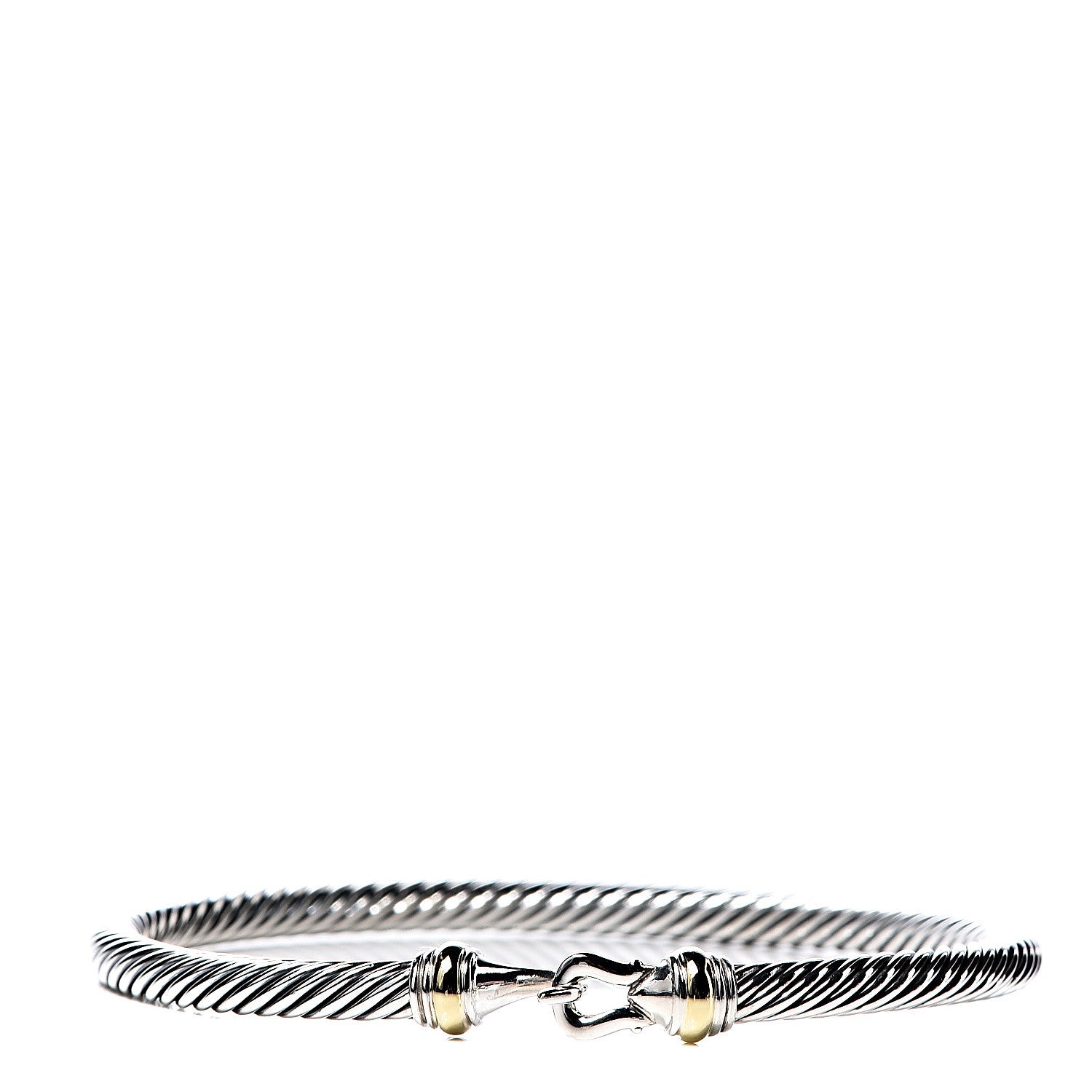 David Yurman Sterling Silver 18K Yellow Gold 4mm Cable Buckle Bracelet 1 of 4