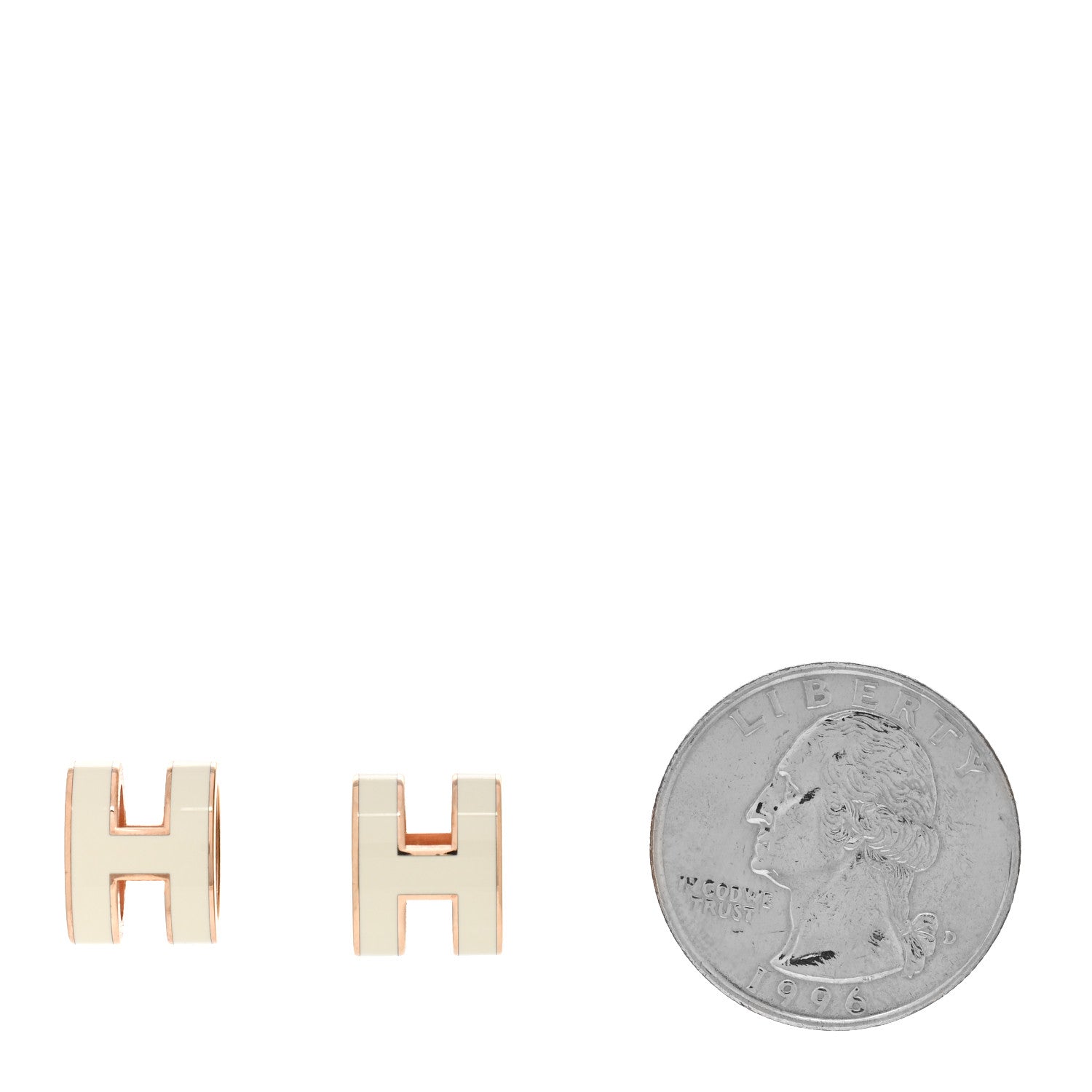 Hermes Rose Gold Lacquered Mini Pop H Earrings White 2 of 6