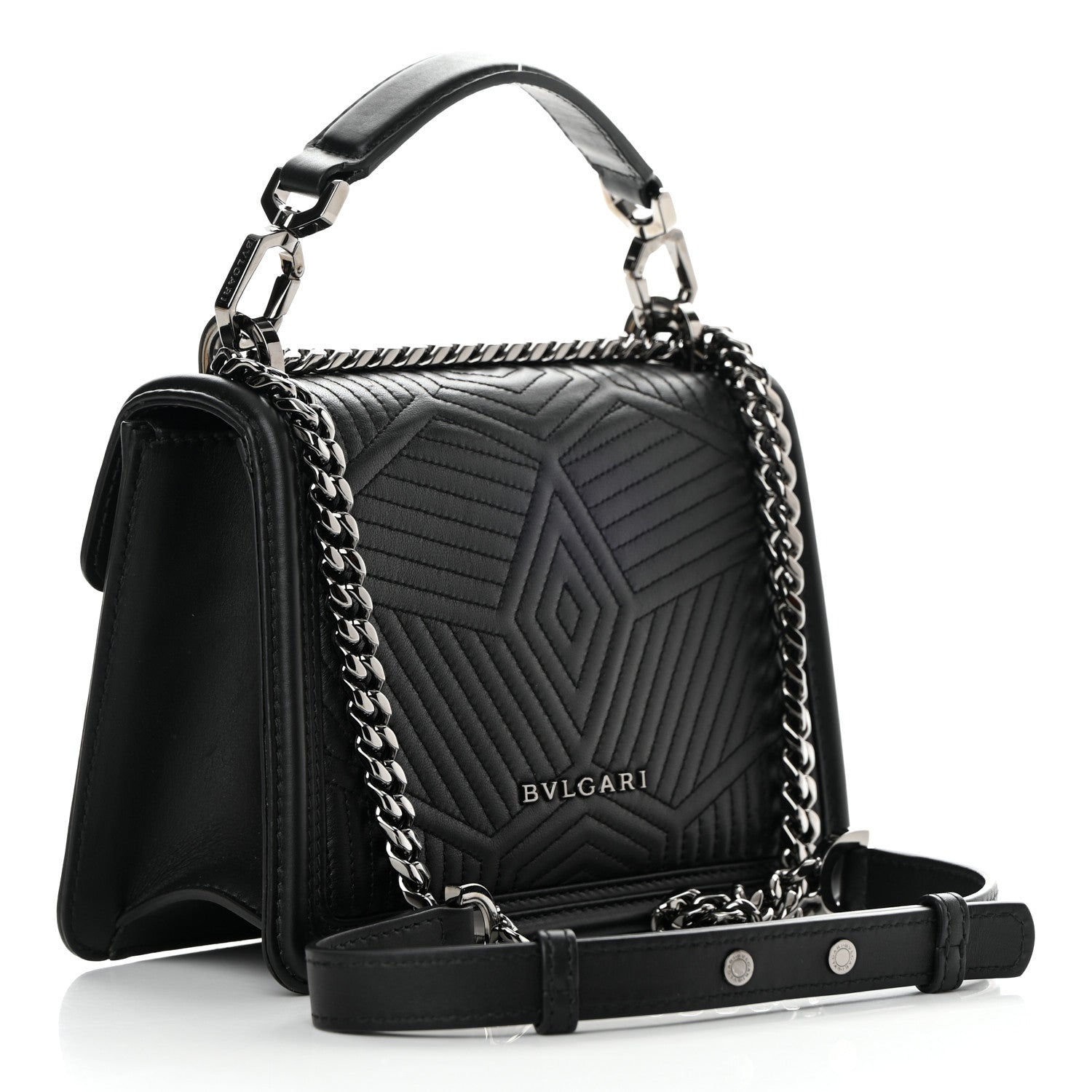 Bulgari Quilted Nappa Smooth Calfskin Serpenti Forever Diamond Blast Shoulder Bag Black 3 of 13