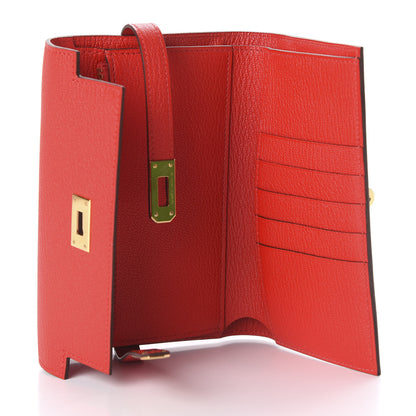 Hermes Chevre Mysore Medium Kelly Wallet Rouge De Coeur 5 of 10