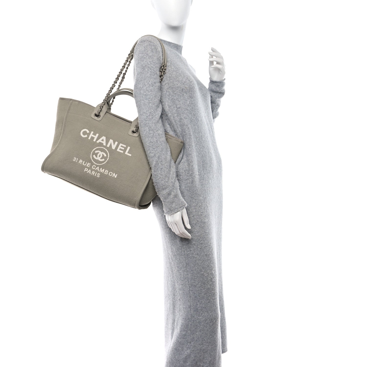Chanel Mixed Fibers Medium Deauville Tote Grey 2 of 10