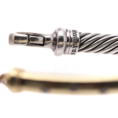 David Yurman Sterling Silver 14K Yellow Gold Diamond 5mm Metro Cable Bracelet 4 of 6