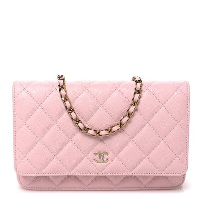 Chanel Caviar Quilted Wallet on Chain WOC Light Pink 1 of 12