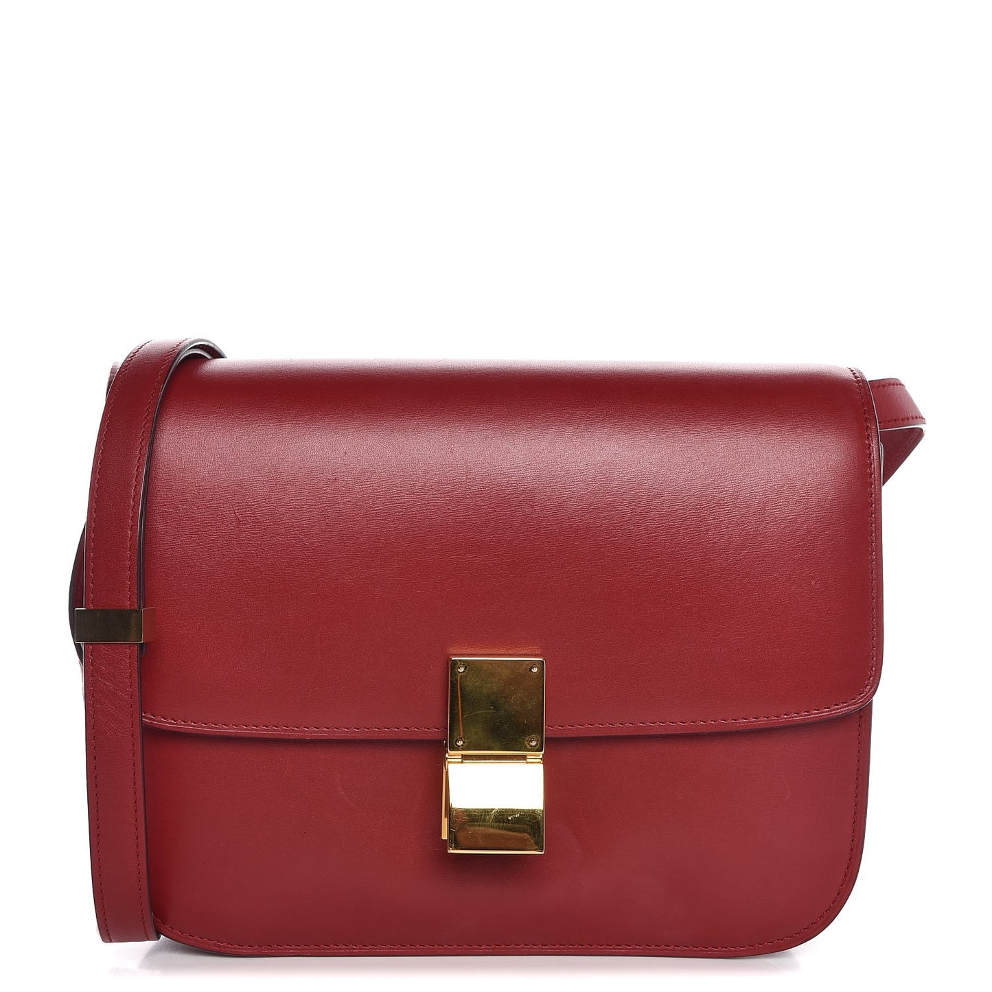 Box Calfskin Medium Classic Box Flap Bag Red