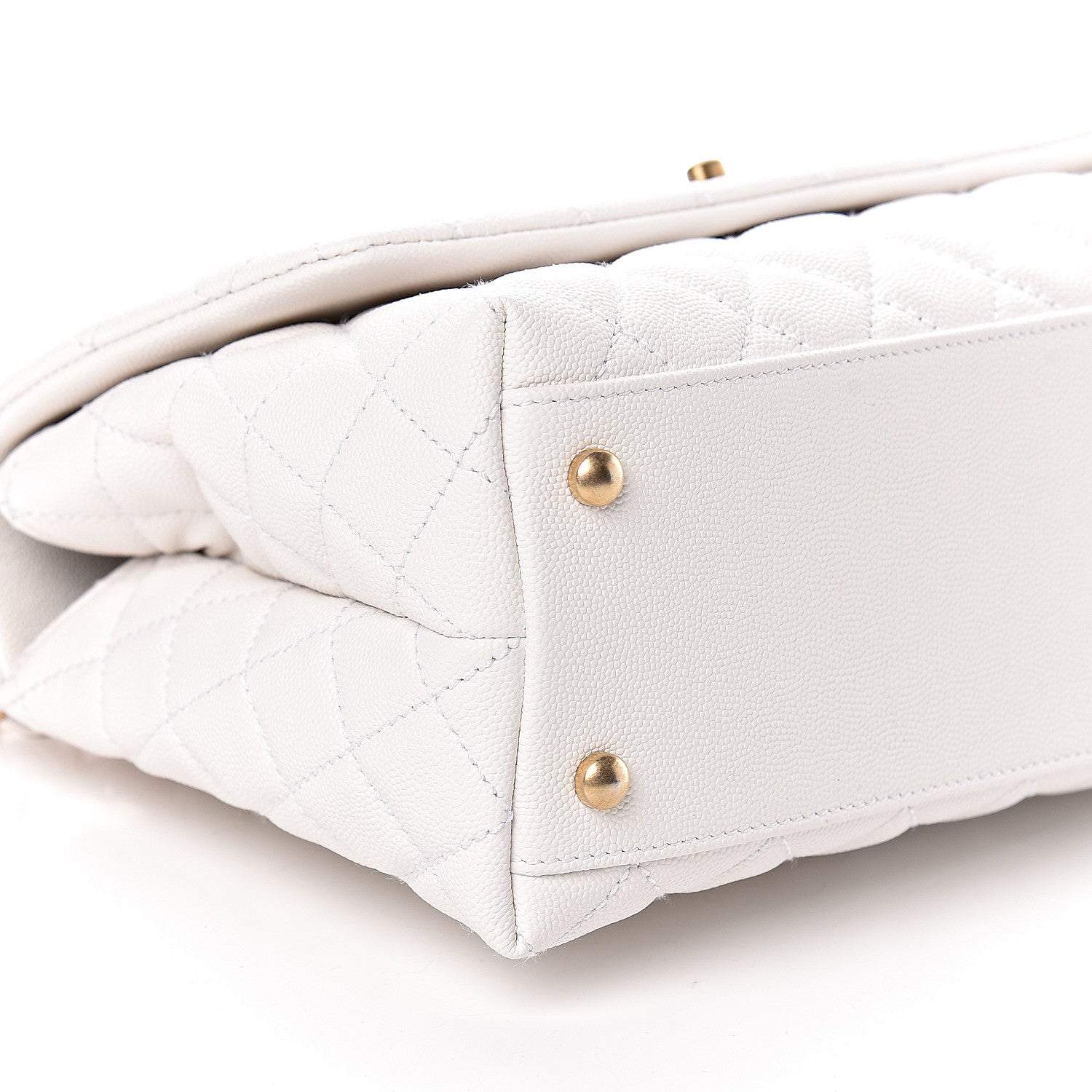 Chanel Caviar Lizard Quilted Small Coco Handle Flap White Beige 9 of 12