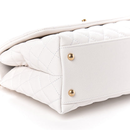 Chanel Caviar Lizard Quilted Small Coco Handle Flap White Beige 9 of 12