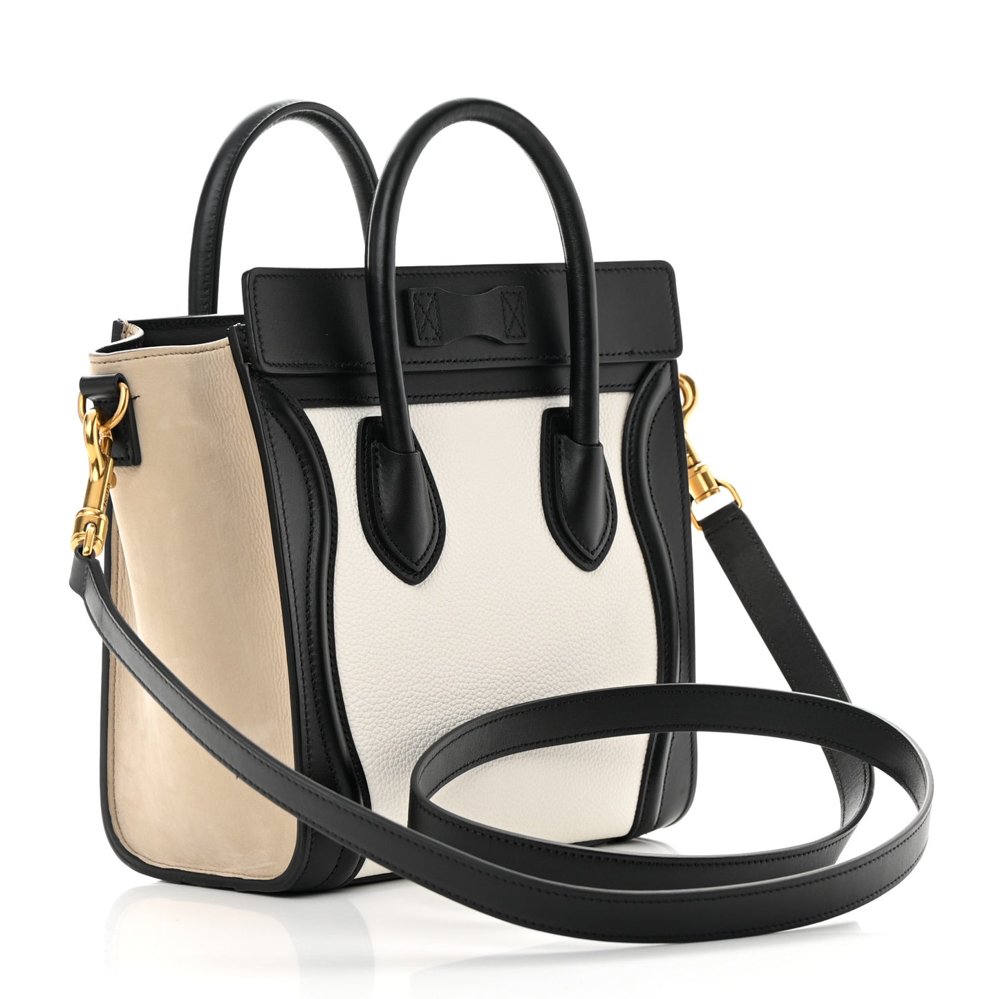 Baby Grained Calfskin Nubuck Nano Tri-Color Luggage White Light Taupe