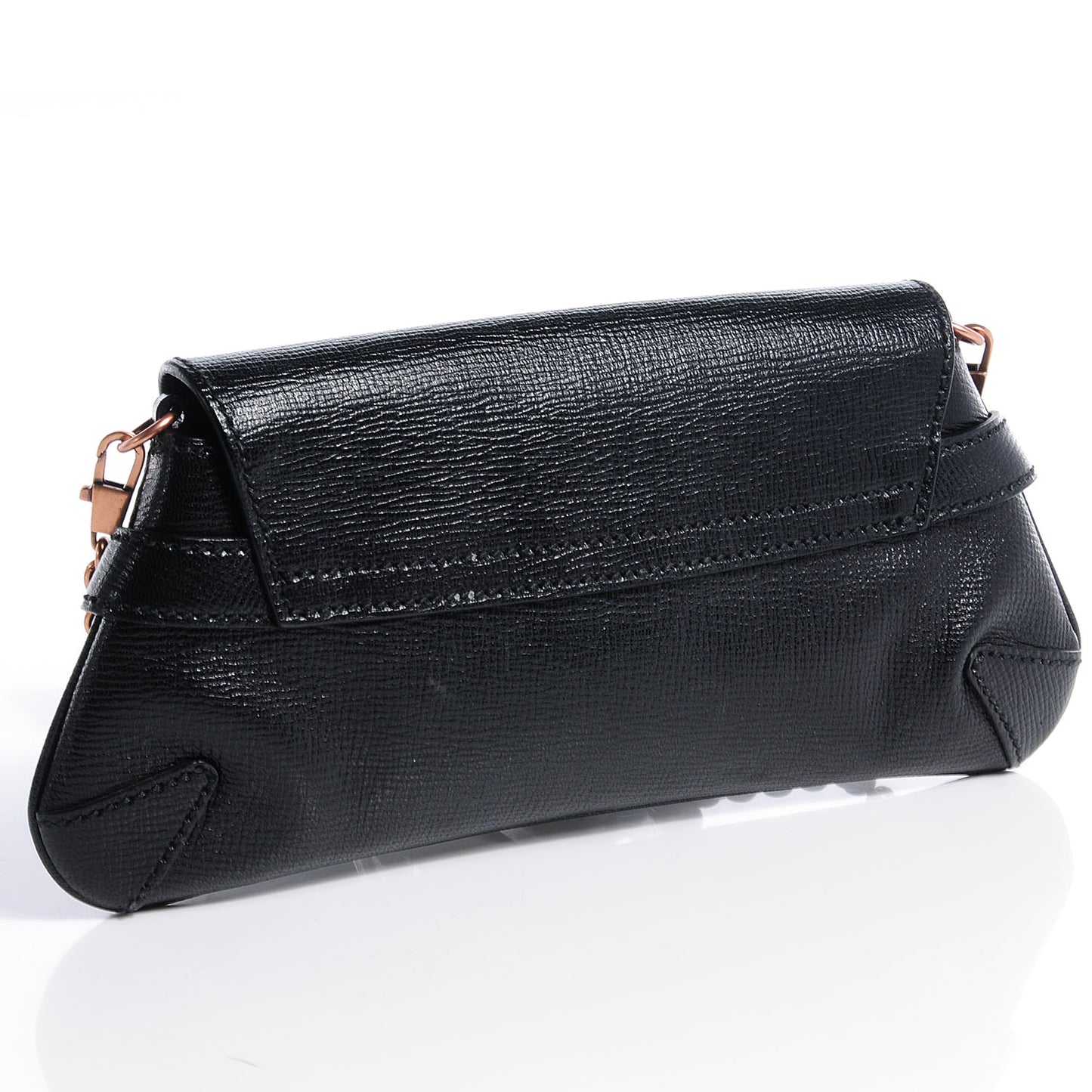 Leather Horsebit Clutch Black