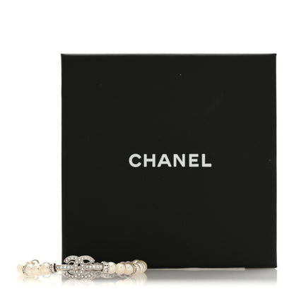 Chanel Pearl Crystal CC Bracelet White Silver 5 of 5