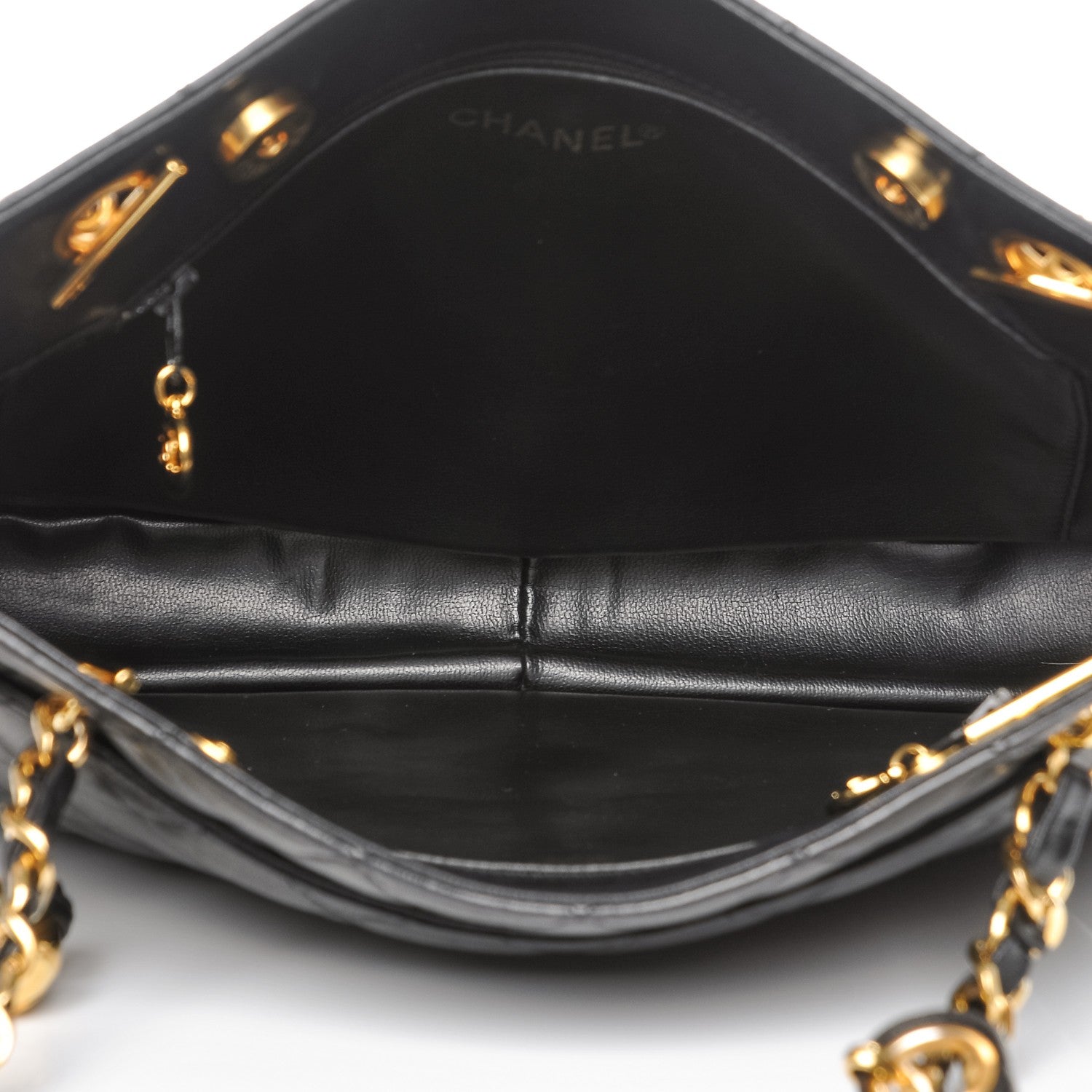Chanel Lambskin Quilted Shopping Tote Black 4 of 8