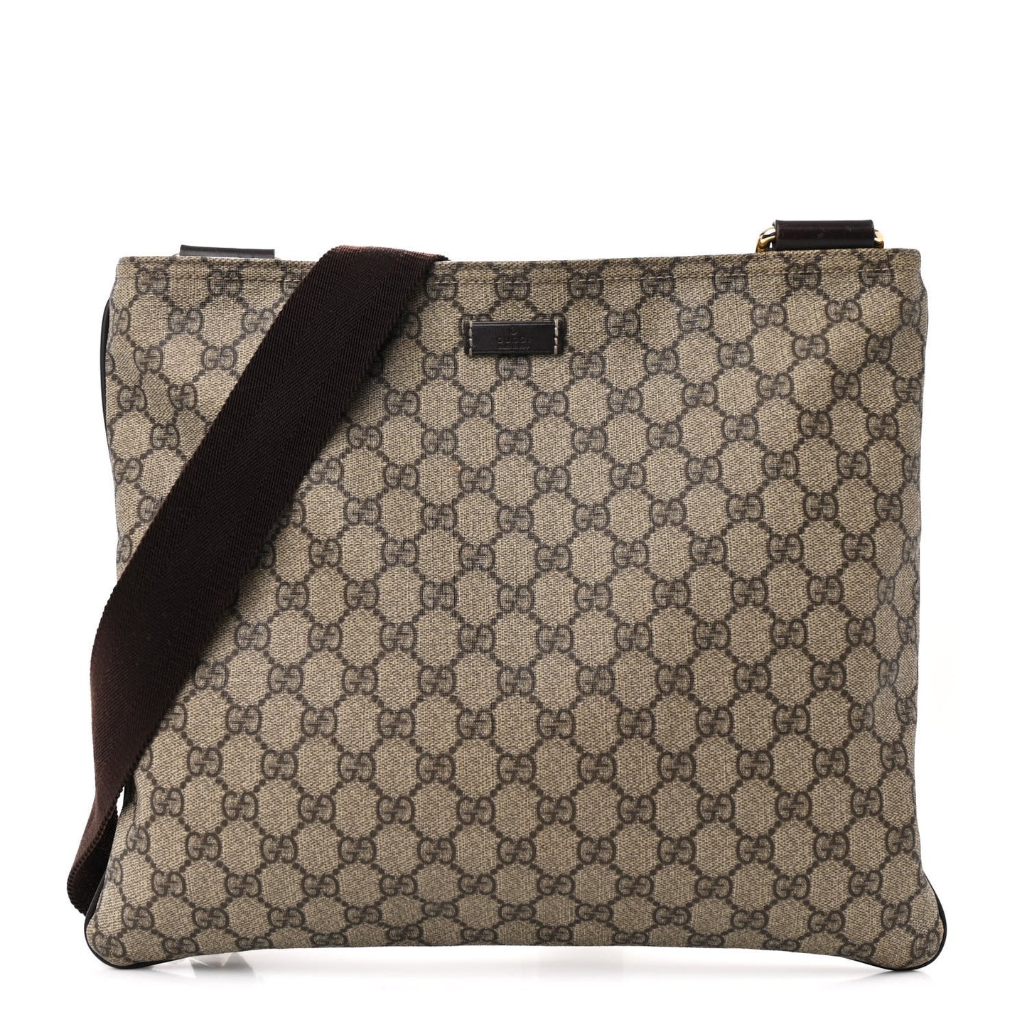 GG Supreme Monogram Medium Flat Messenger Bag Dark Brown