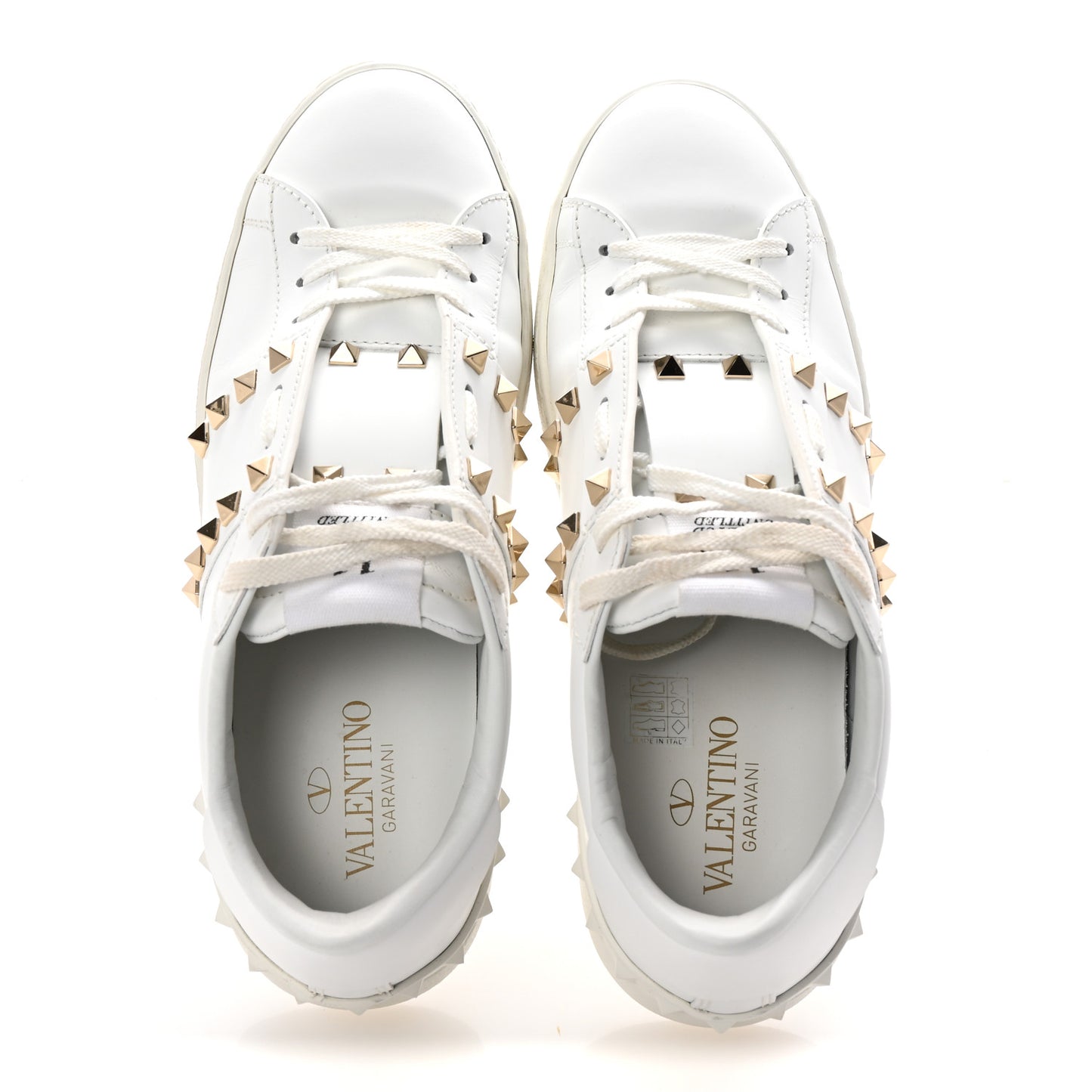 Calfskin Rockstud Untitled Open Sneakers 39 White