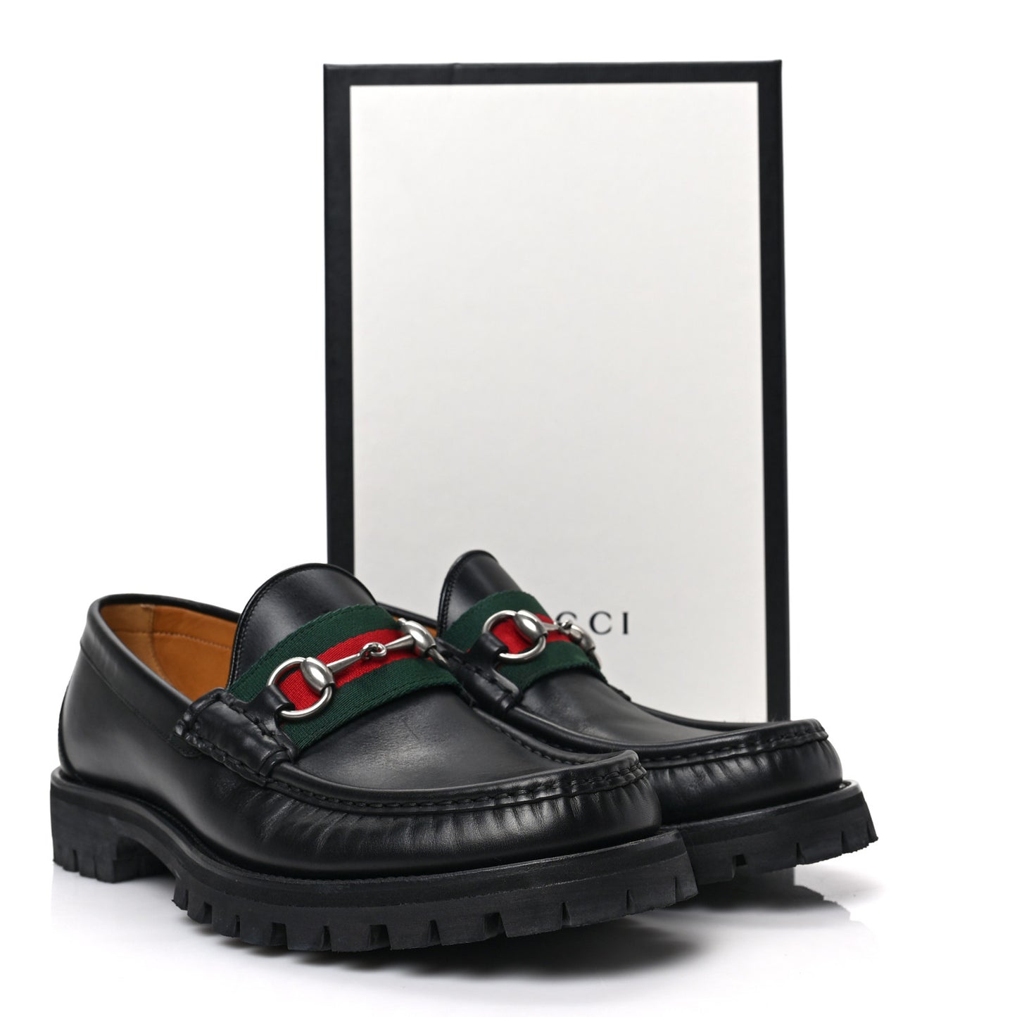Cirano Lux Web Mens Horsebit Lug Sole Loafers 6.5 Black