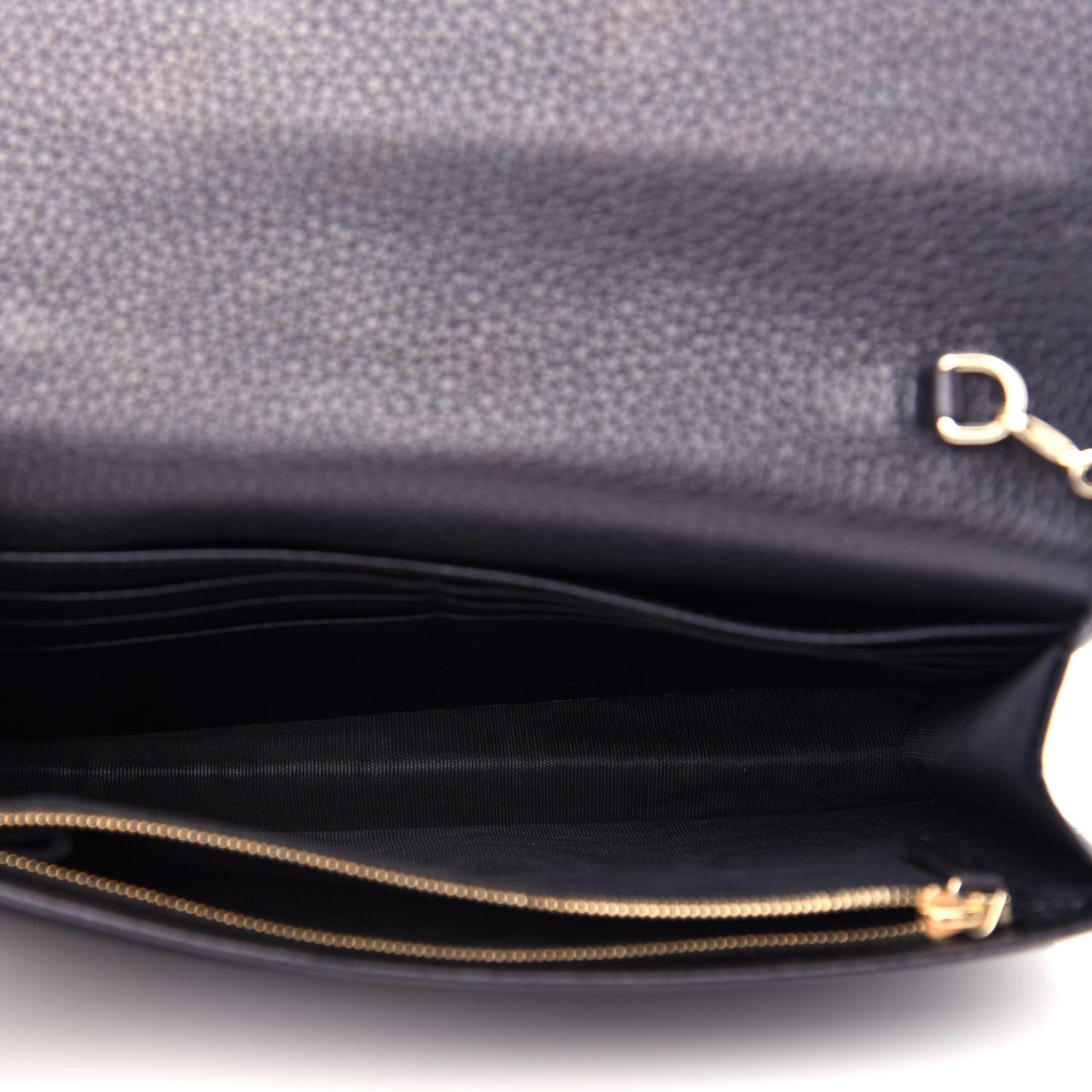 Pebbled Calfskin Soho Wallet on Chain Black