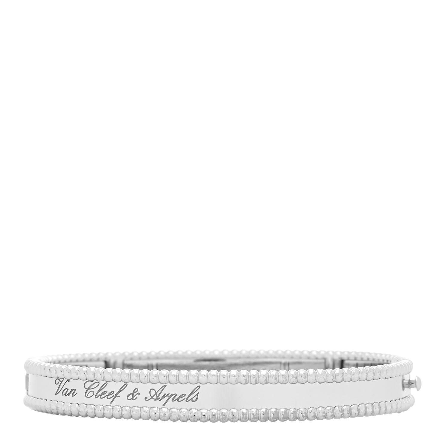 Van Cleef & Arpels 18K White Gold Perlee Signature Bangle Bracelet M 1 of 5