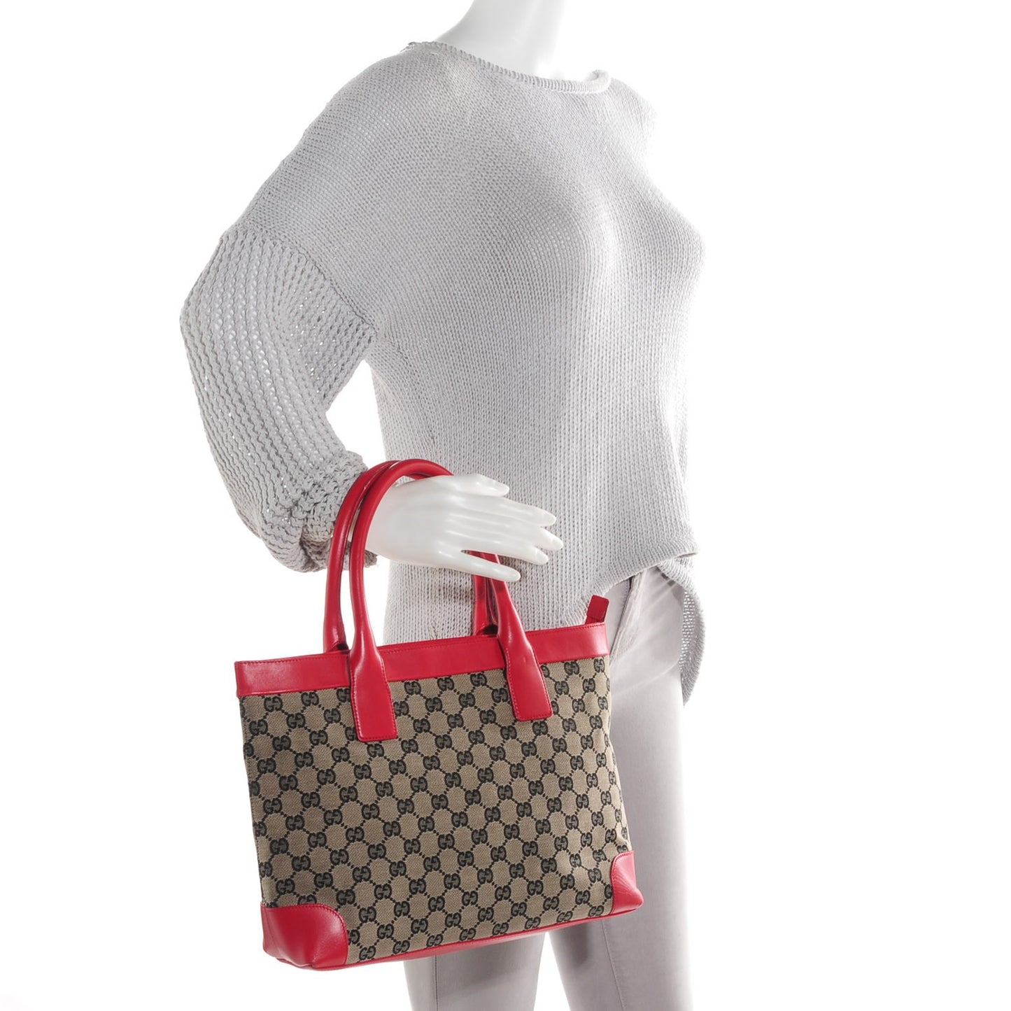 GG Monogram Zippered Tote Navy Red