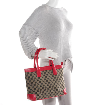 Gucci GG Monogram Zippered Tote Navy Red 2 of 7