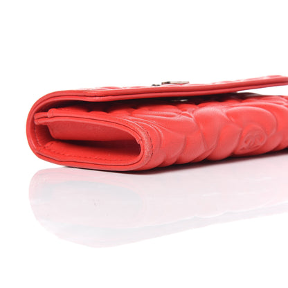 Chanel Goatskin Camellia Embossed Card Holder Red 5 of 13