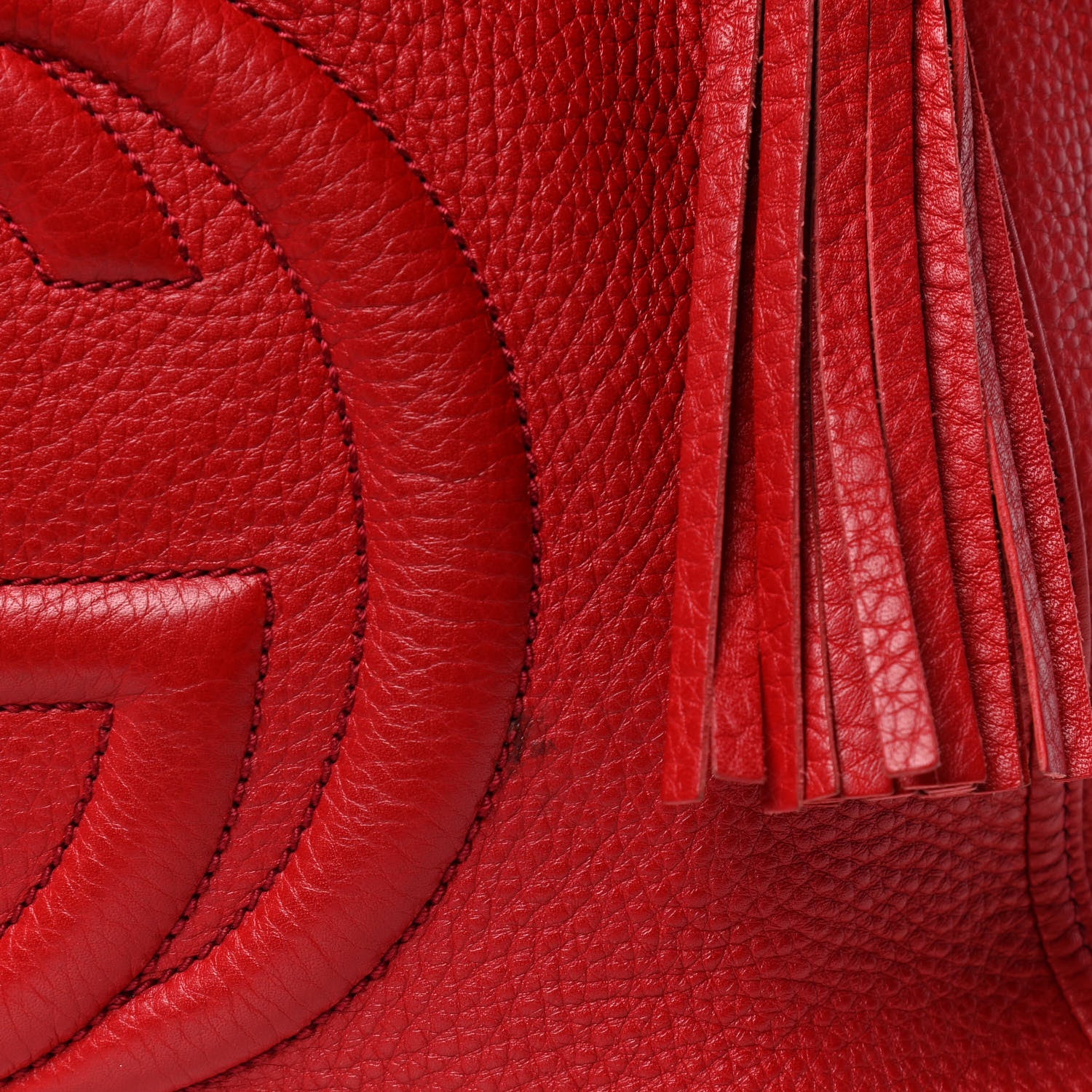Gucci Pebbled Calfskin Medium Soho Shoulder Bag Red 5 of 7