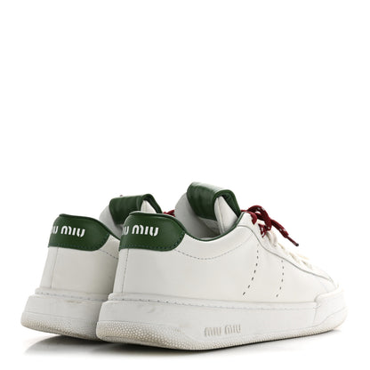 Miu Miu Calfskin Womens Low Top Sneakers 36.5 White Green 5 of 11