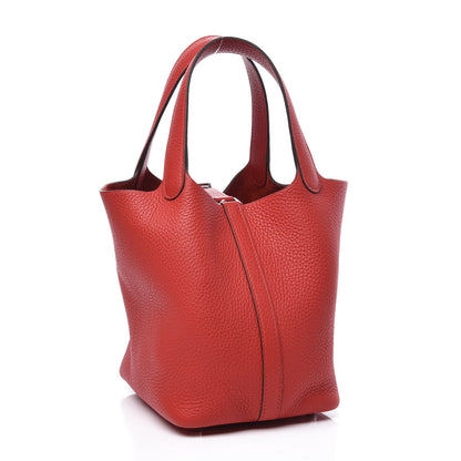 Hermes Taurillon Clemence Picotin Lock 18 PM Rouge De Coeur 2 of 10