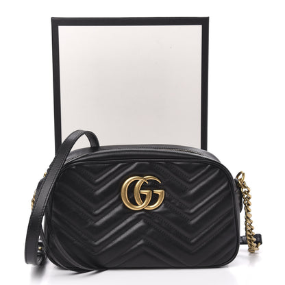 Gucci Calfskin Matelasse Small GG Marmont Chain Shoulder Bag Black 10 of 10