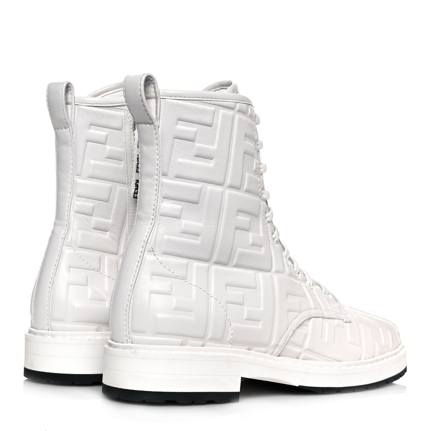 Fendi Nappa FF Embossed Womens Biker Boots 40.5 Snow 4 of 8