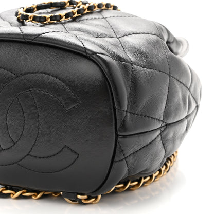 Chanel Calfskin Quilted CC Chain Bucket Backpack Black 10 of 10