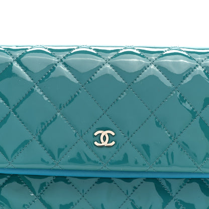 Chanel Patent Calfskin Quilted Beauty CC Clutch Blue 8 of 8