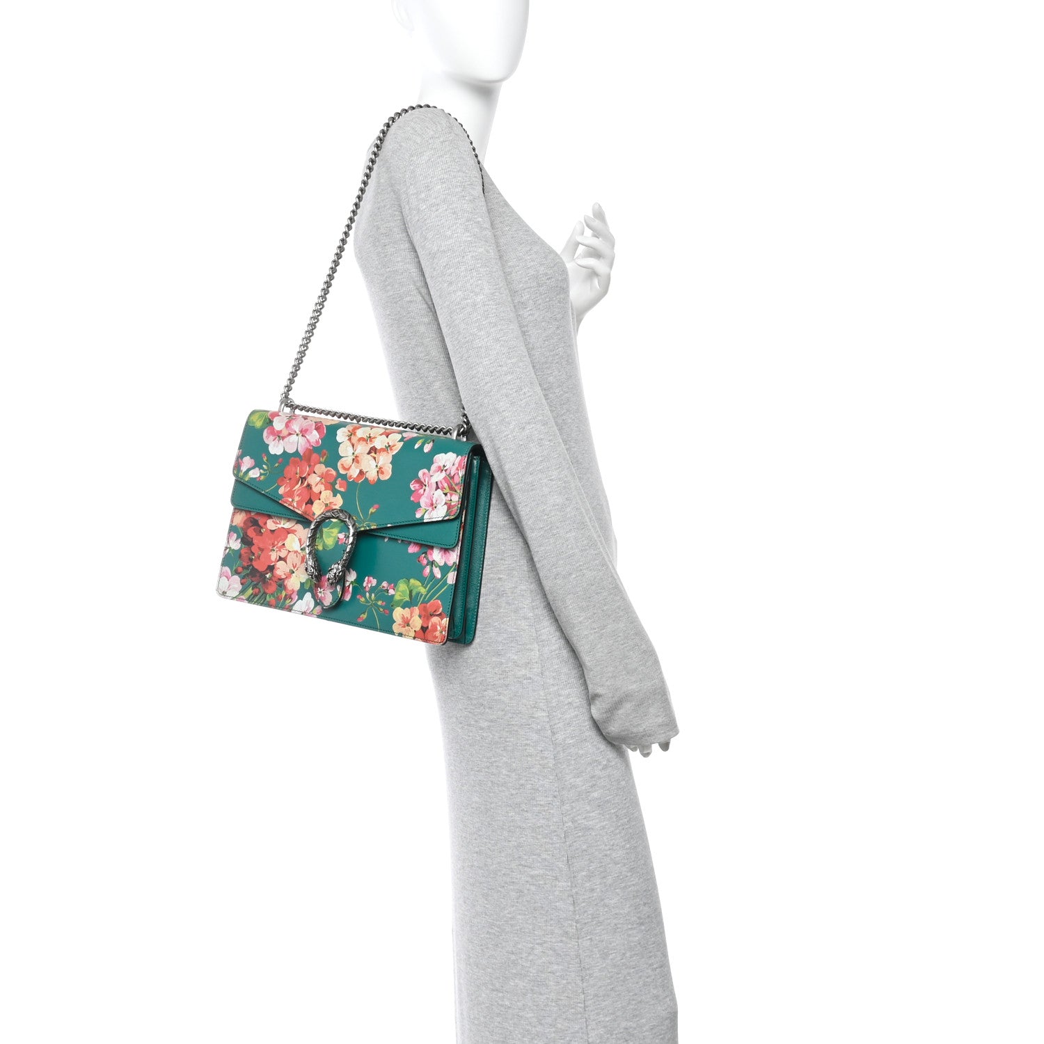 Gucci Calfskin Blooms Print Medium Dionysus Shoulder Bag Bright Emerald Multicolor 2 of 10