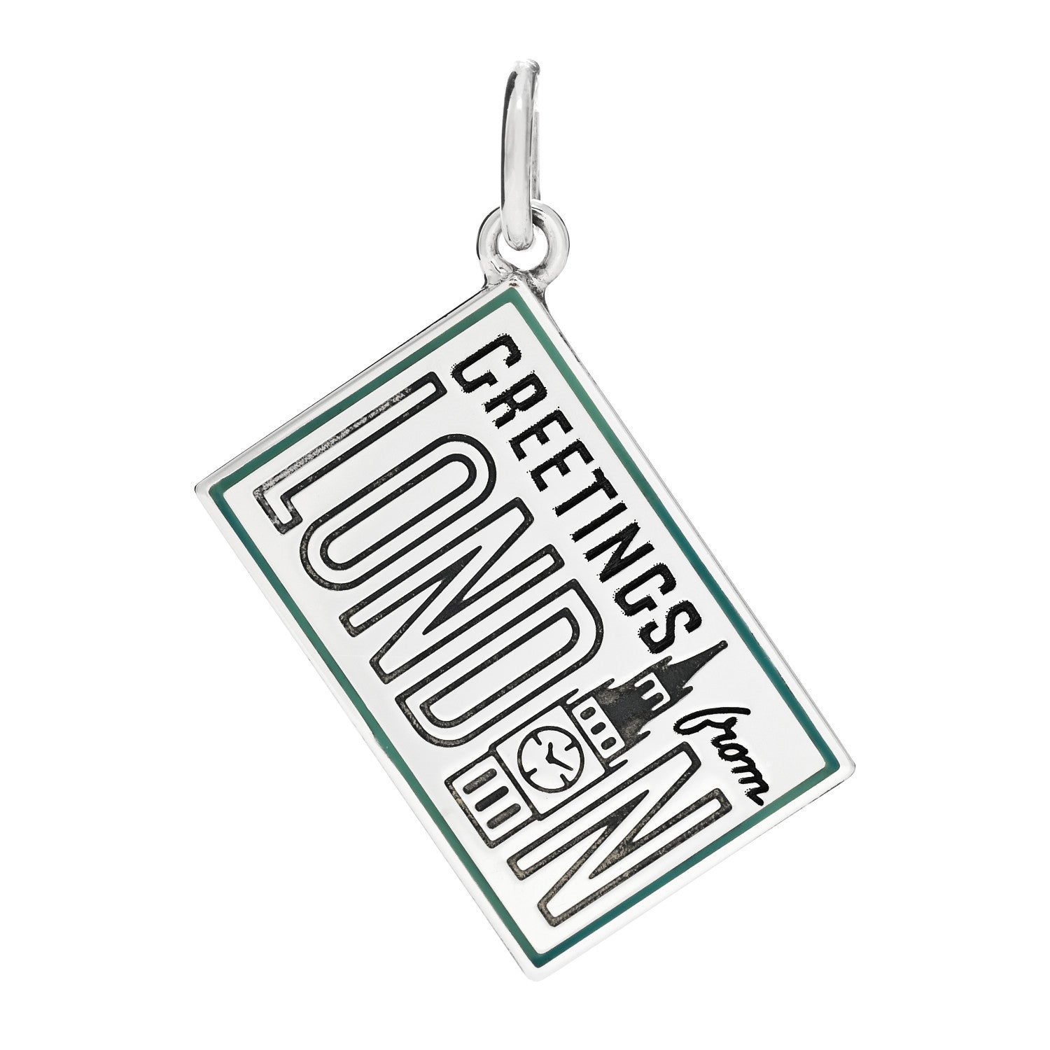 Tiffany Sterling Silver Enamel London Postcard Charm Blue 1 of 5