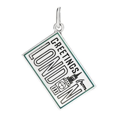 Tiffany Sterling Silver Enamel London Postcard Charm Blue 1 of 5
