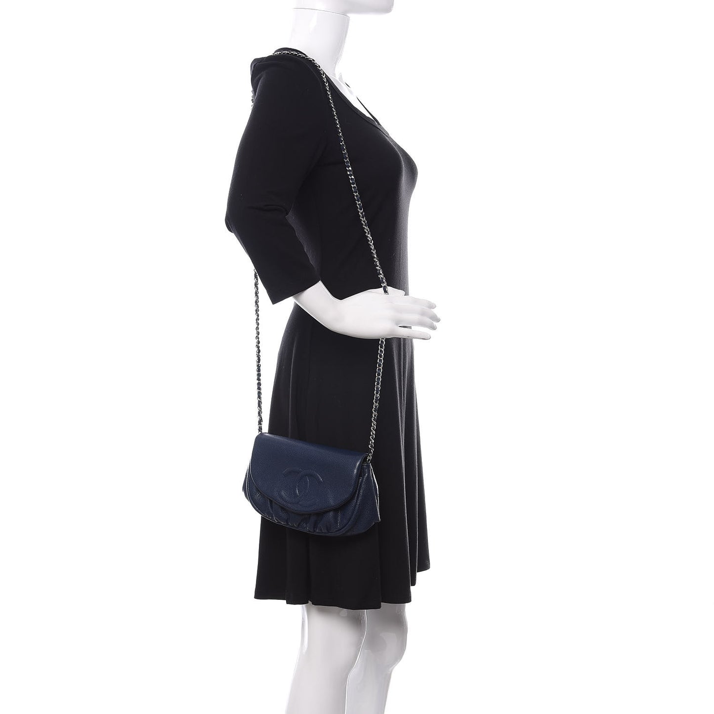 Caviar Half Moon Wallet On Chain WOC Navy