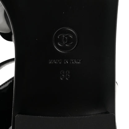 Chanel Patent Calfskin Camellia Thong Sandals 38 Black White 8 of 10