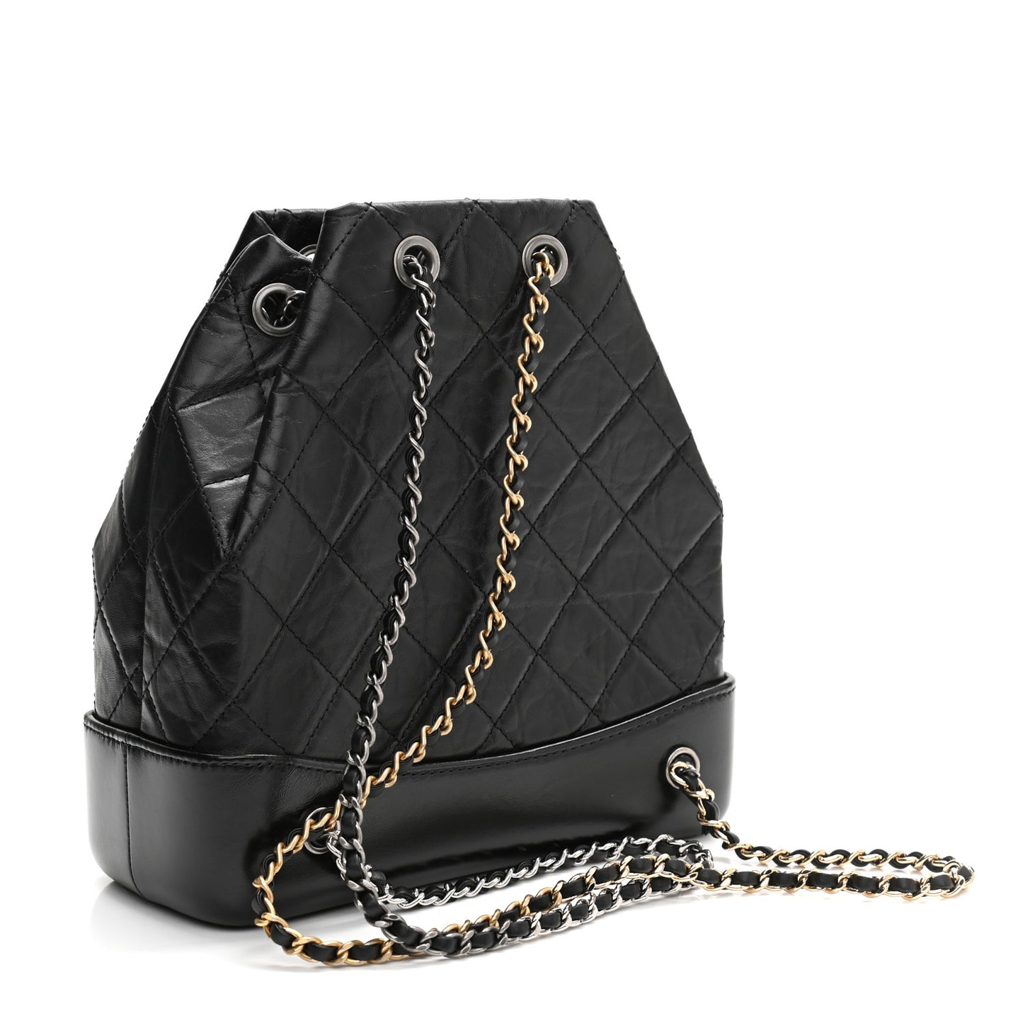 Aged Calfskin Quilted Small Gabrielle Backpack Black