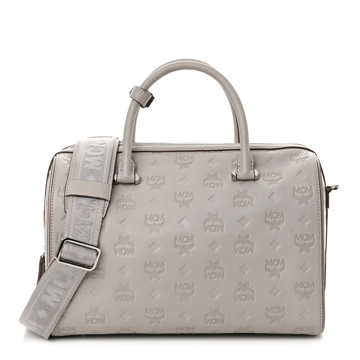 Calfskin Ottomar Monogram Essential Boston Bag Dove