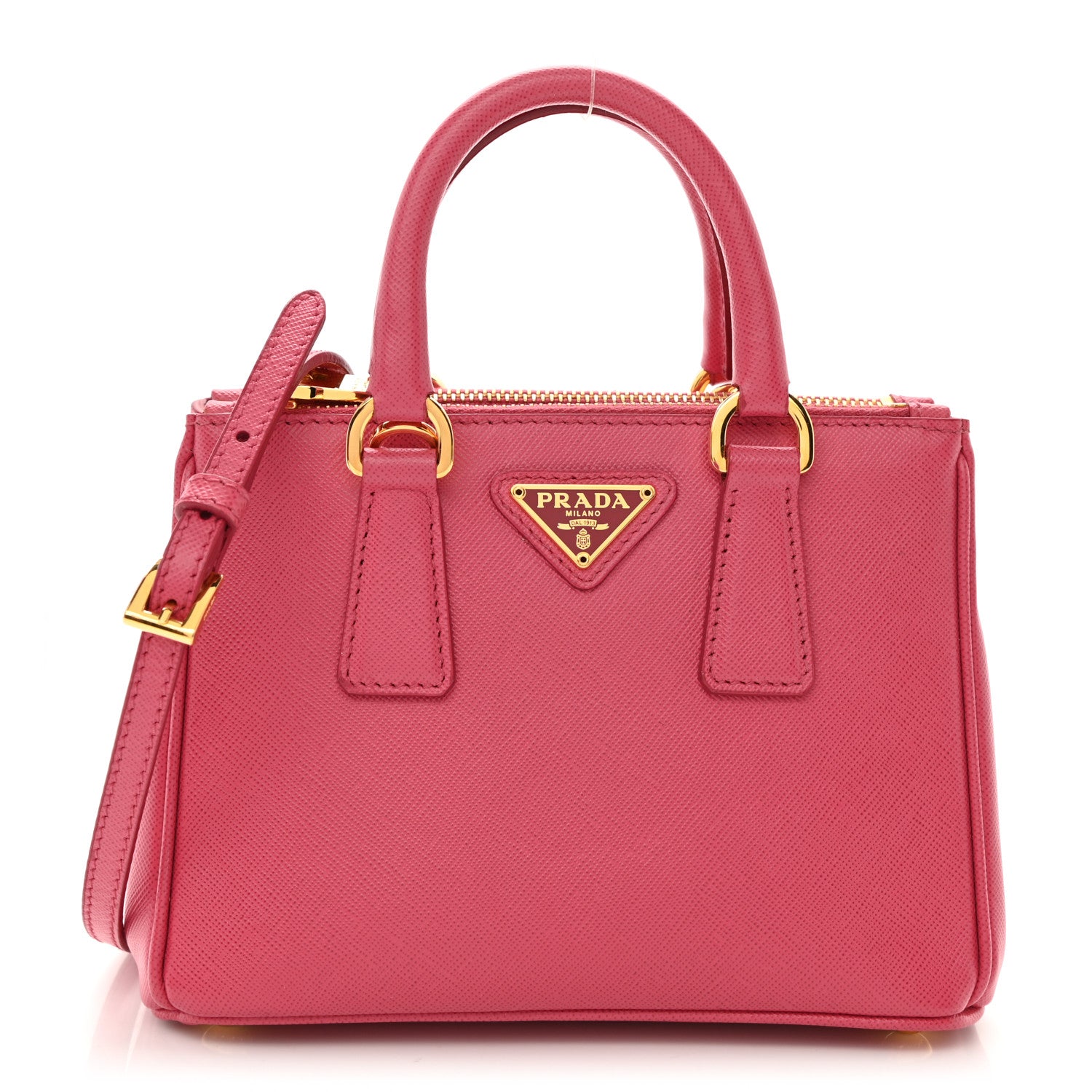 Prada Saffiano Lux Micro Galleria Double Zip Tote Peonia 1 of 11