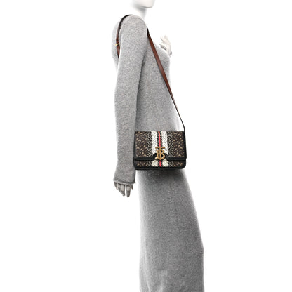 Burberry E-Canvas Monogram Stripe Small TB Bag Bridle Brown 2 of 9