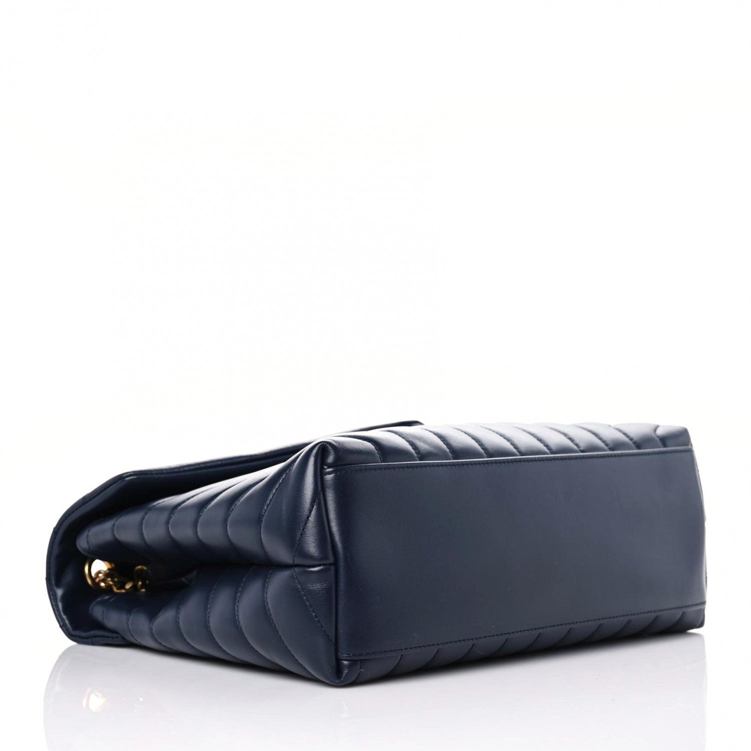 Saint Laurent Calfskin Y Quilted Monogram Medium Loulou Chain Satchel Deep Marine 4 of 15