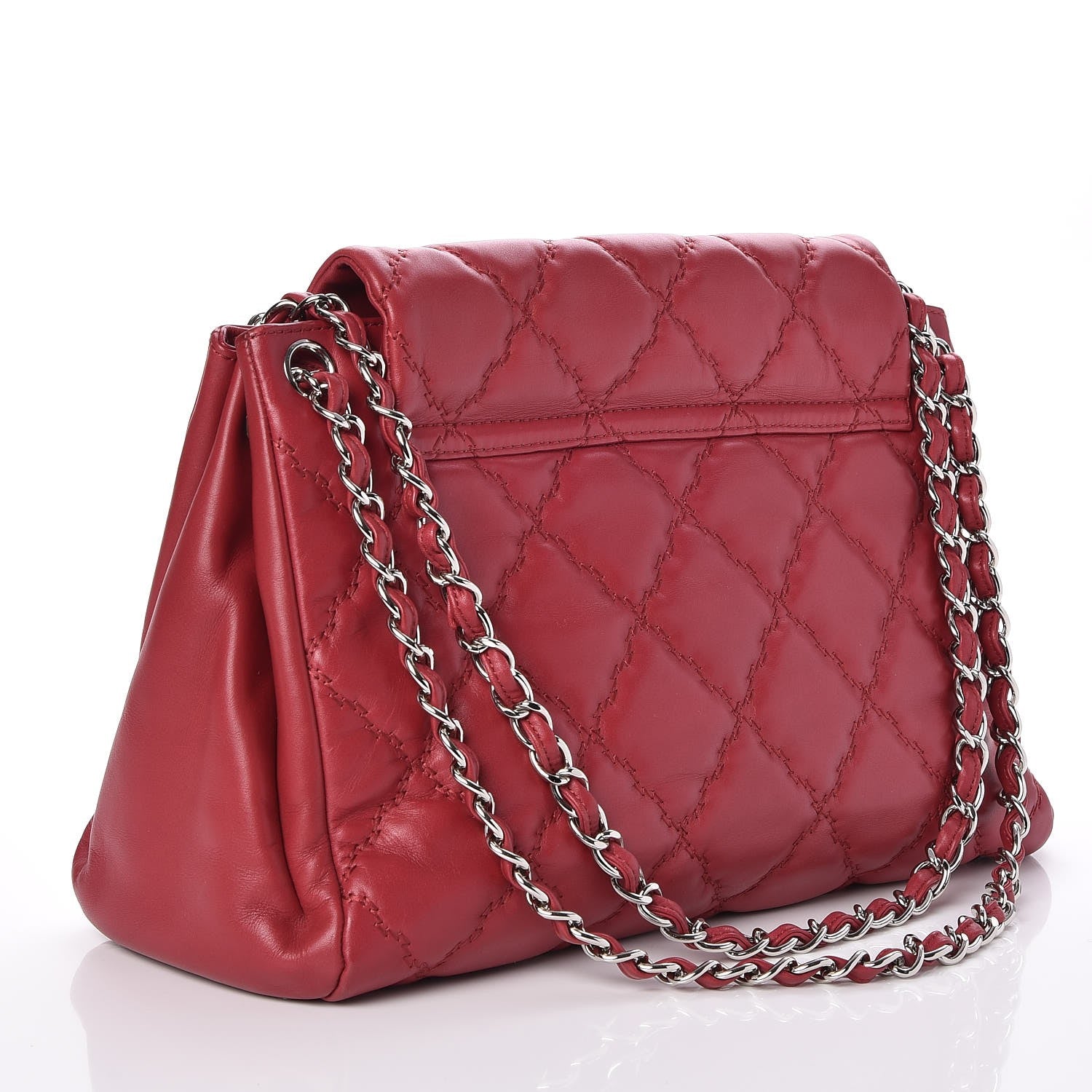 Chanel Calfskin Double Stitch Large Hamptons Flap Bag Red 3 of 7